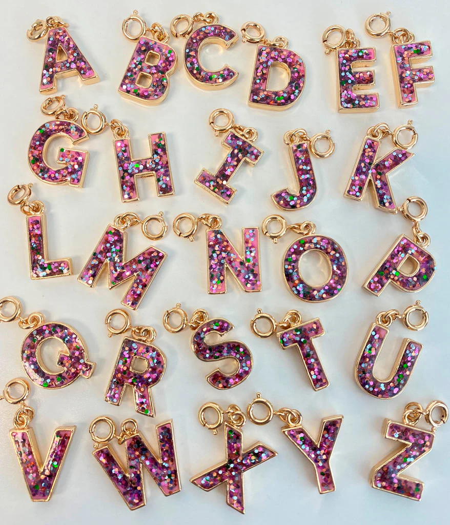 CHARM IT! Gold Pink Glitter Letter H Charm - Image 5