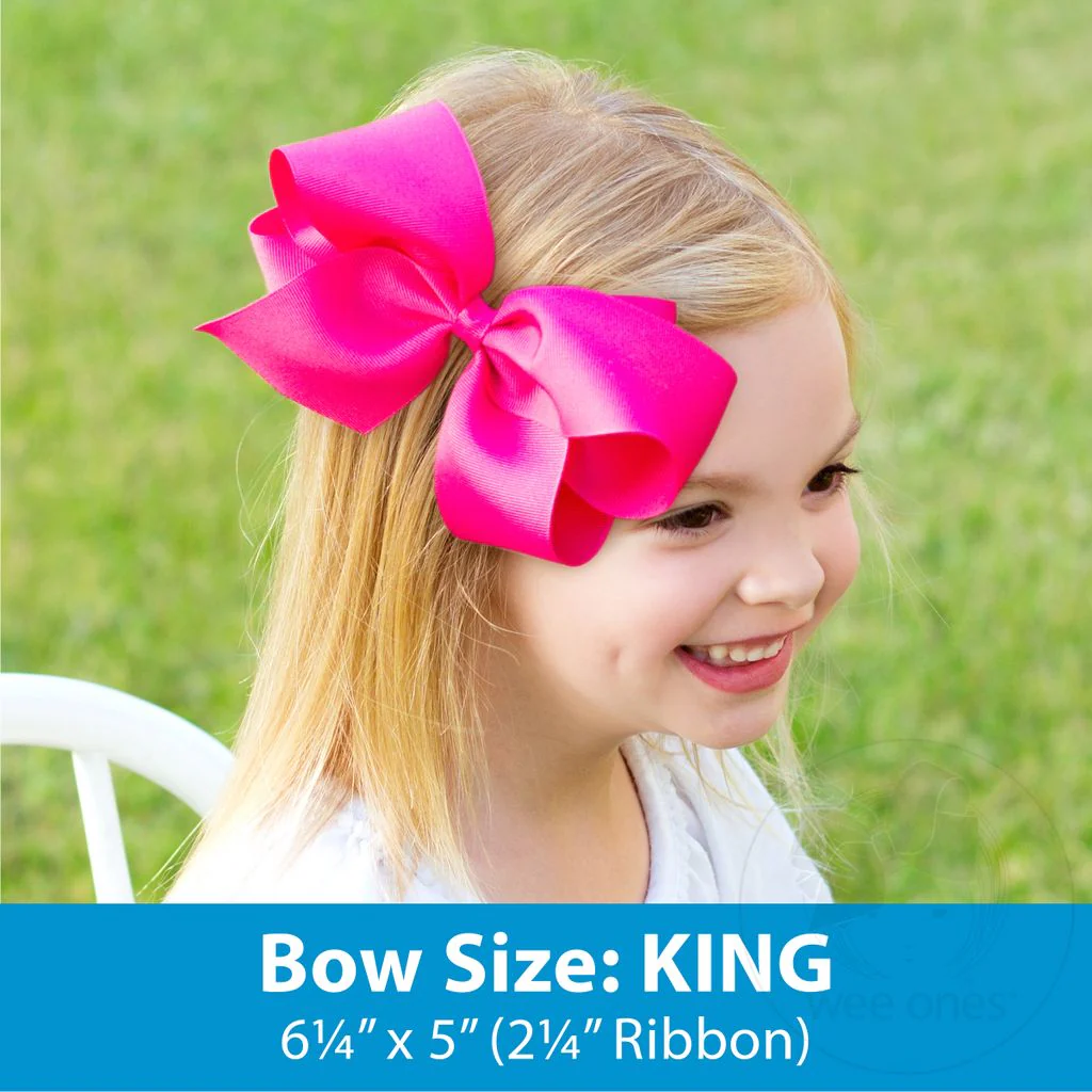 Wee Ones King Crepe Satin with Grosgrain Underlay Hair Bow Antique White - Image 4