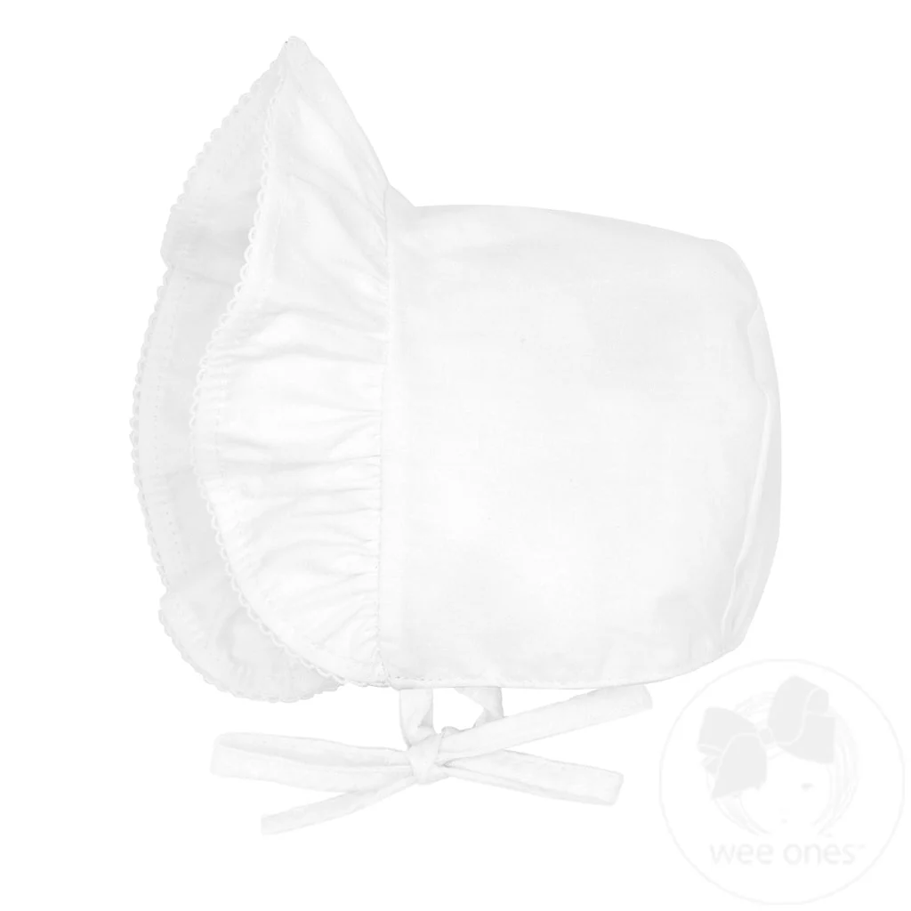 Wee Ones Ruffle Moonstitch Edge Baby Bonnet - Image 3